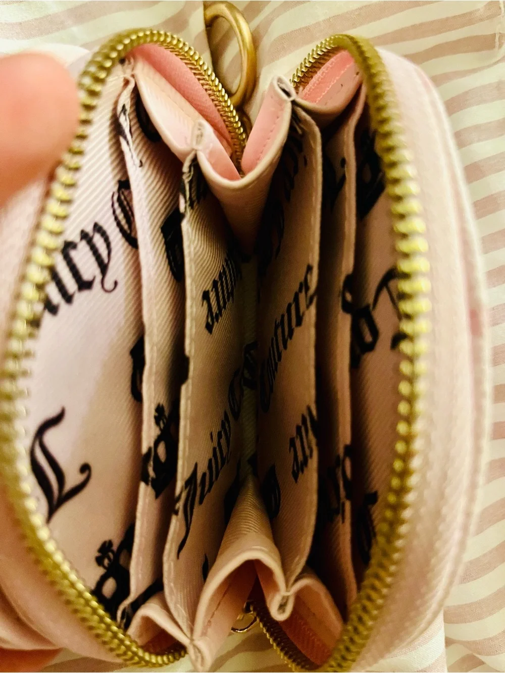 Juicy Couture Pale Pink Monogram Coin Wallet with Gold Logo